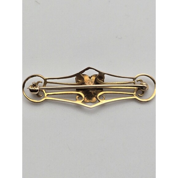 Antique Art Nouveau 10k Gold Enamel Pansy Brooch - Picture 2 of 7